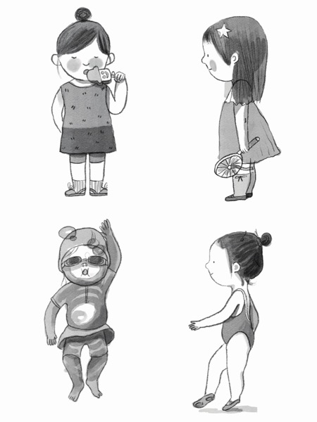 A set of four — the same girl character in four poses